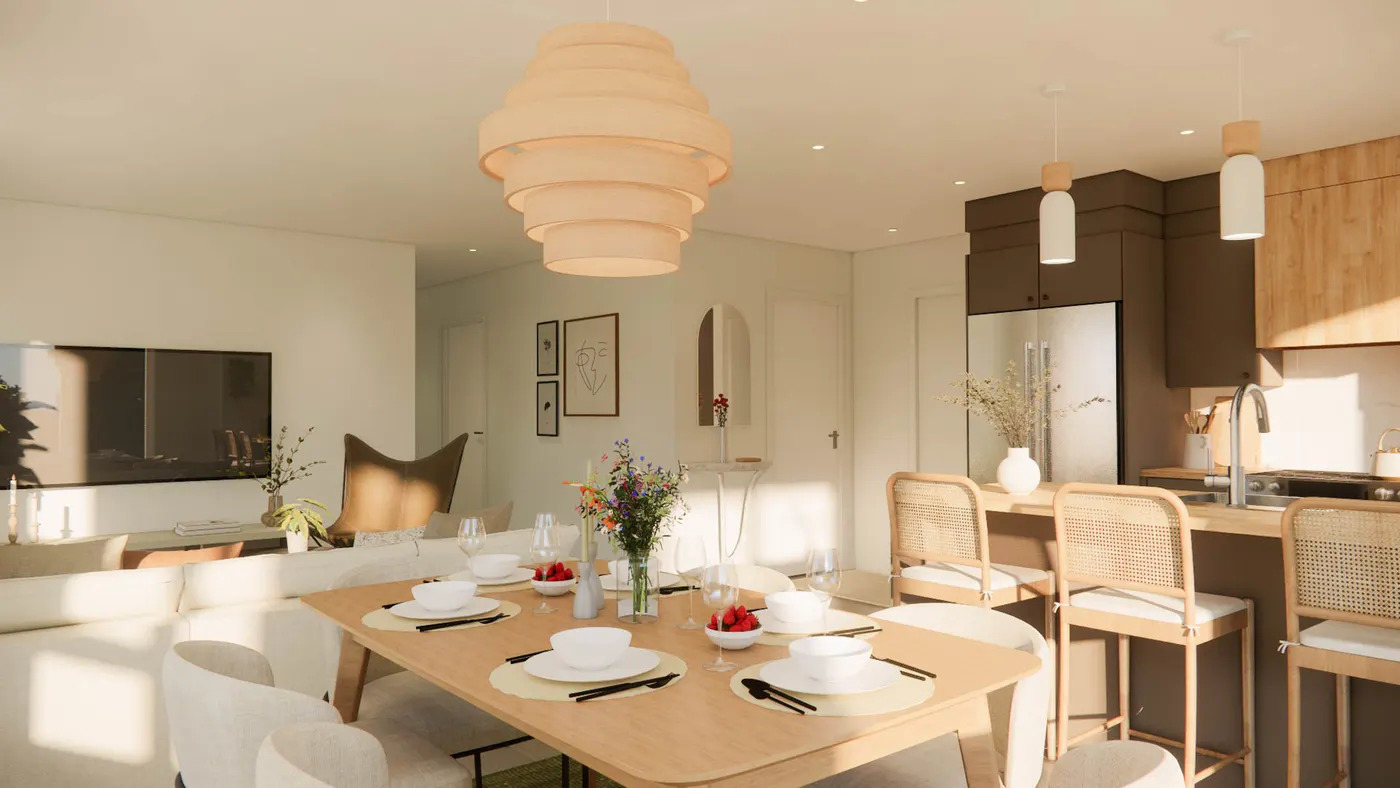 Le Jules Ouest — vue vers le salon et la cuisine