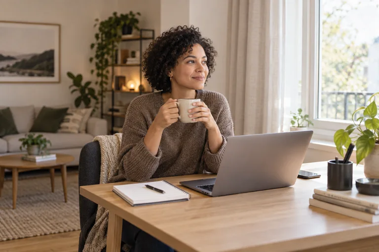Une professionnelle travaille à la maison