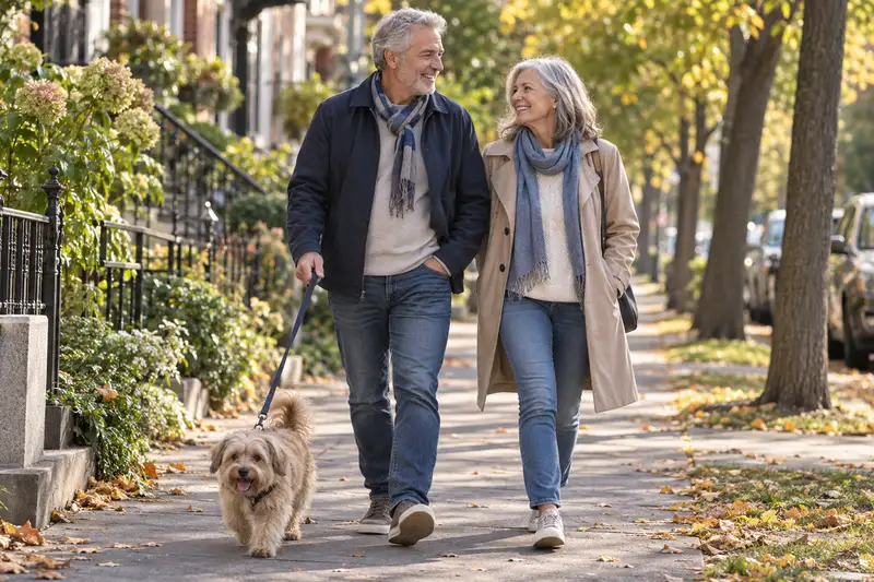 Un couple profite d’une promenade
